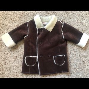 Oatmeal and Raisin suede boys coat size 12 months